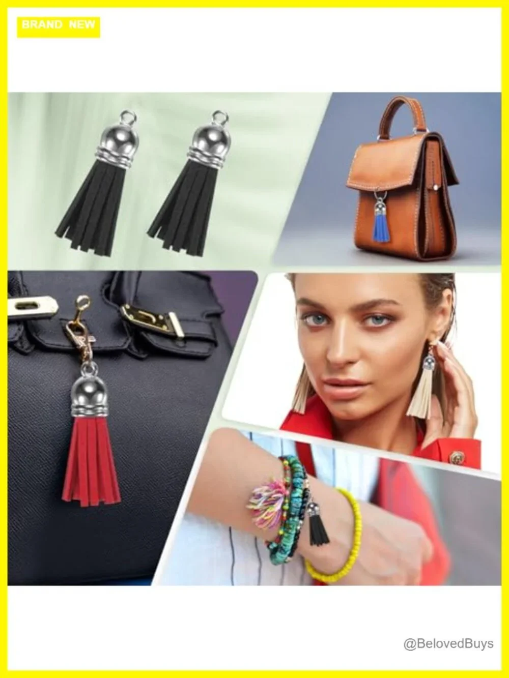 50-Pack Faux Suede Tassel Keychain Charms for DIY Jewelry Making